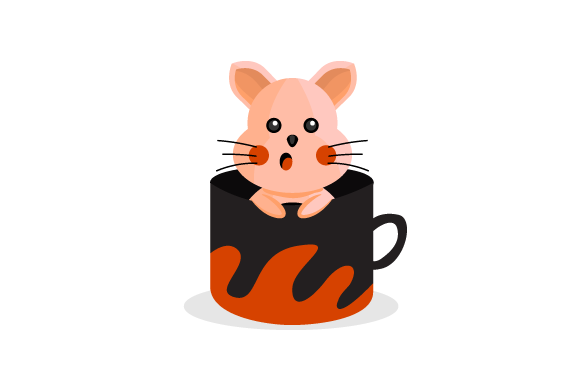 Cute Animal Cat Character Inside Cup
