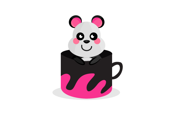 Cute Animal Panda Character Inside Cup