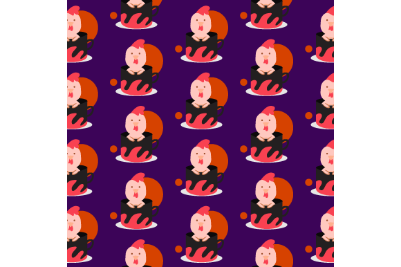 Seamless Pattern Inside Cup Animal Chick