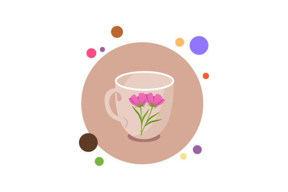 Spring Cup Flowers Circle Bubbles Icon