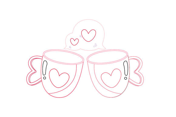 Valentine Icon Cute Cup Color Lines