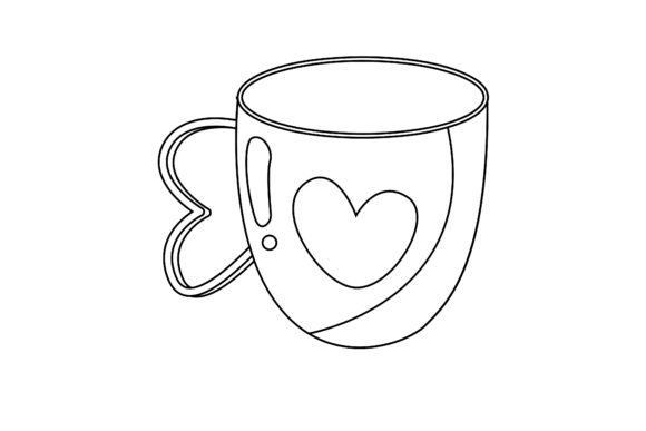 Valentine Icon Cute Cup Outline