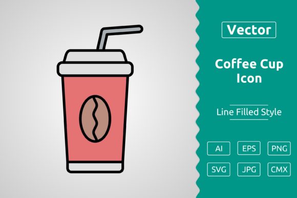Vector Coffee Cup Filled Outline Icon
